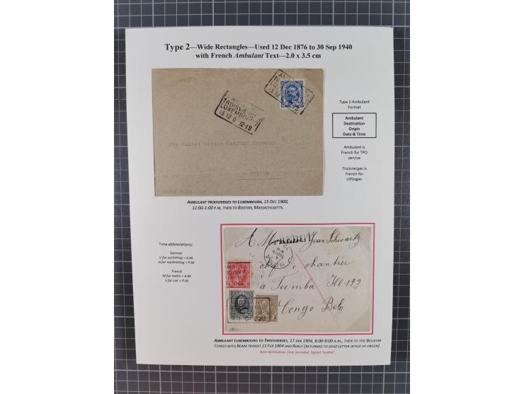 1875/1955 (ca.), 'The evolution of Luxembourg's railway postmarks', nice little exhibition collection with 38 entires includi
