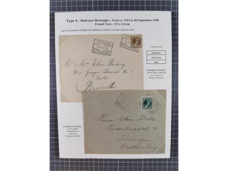 1875/1955 (ca.), 'The evolution of Luxembourg's railway postmarks', nice little exhibition collection with 38 entires includi