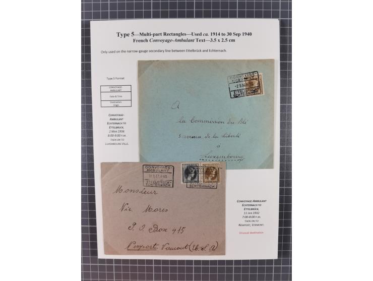 1875/1955 (ca.), 'The evolution of Luxembourg's railway postmarks', nice little exhibition collection with 38 entires includi