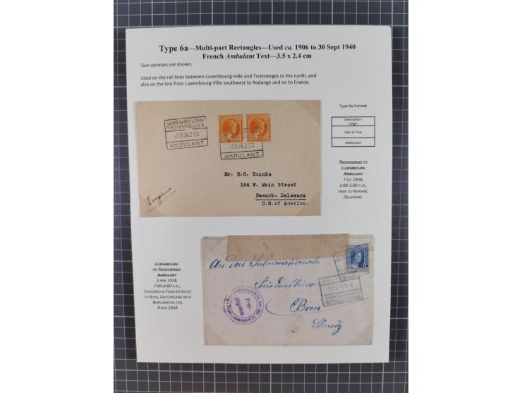 1875/1955 (ca.), 'The evolution of Luxembourg's railway postmarks', nice little exhibition collection with 38 entires includi