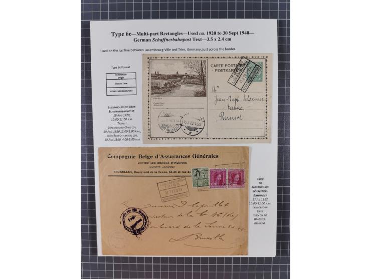 1875/1955 (ca.), 'The evolution of Luxembourg's railway postmarks', nice little exhibition collection with 38 entires includi