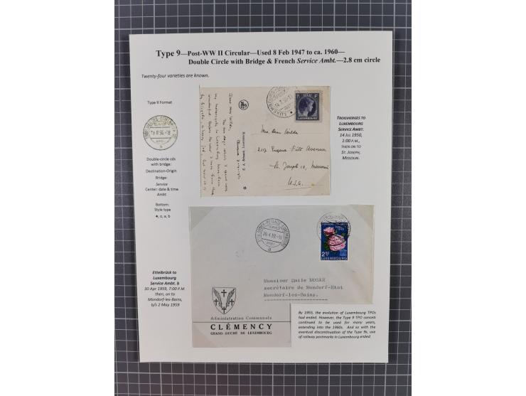 1875/1955 (ca.), 'The evolution of Luxembourg's railway postmarks', nice little exhibition collection with 38 entires includi