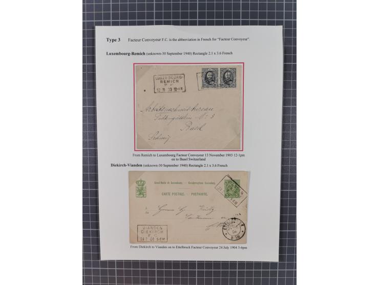 1875/1955 (ca.), 'The evolution of Luxembourg's railway postmarks', nice little exhibition collection with 38 entires includi