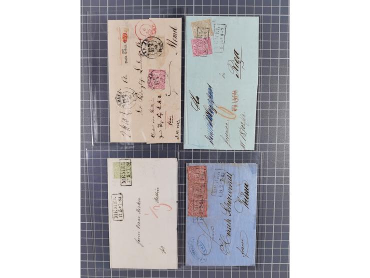 1868/69, interessante Partie von 16 Briefen, dabei Paketbegleitbriefe von MEMEL, RUSS, etwas Incoming Mail, dazu 6 Marken mit