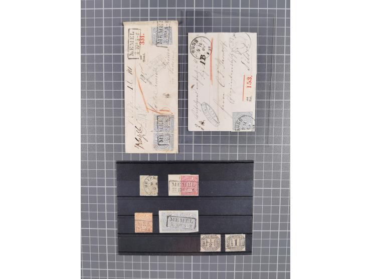 1868/69, interessante Partie von 16 Briefen, dabei Paketbegleitbriefe von MEMEL, RUSS, etwas Incoming Mail, dazu 6 Marken mit