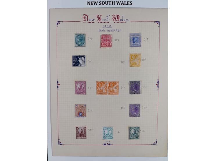 1897-1910, Four album pages with a fine and unused collection, incl. 1 d. range with differing perfs. incl. blocks of four (2