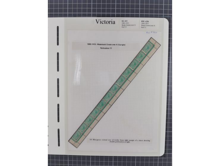 1905-13, ½ d.blue-green, wmk. Crown over A sideways, perf. 11, vertical row of 12 from right margin of a sheet showing variet