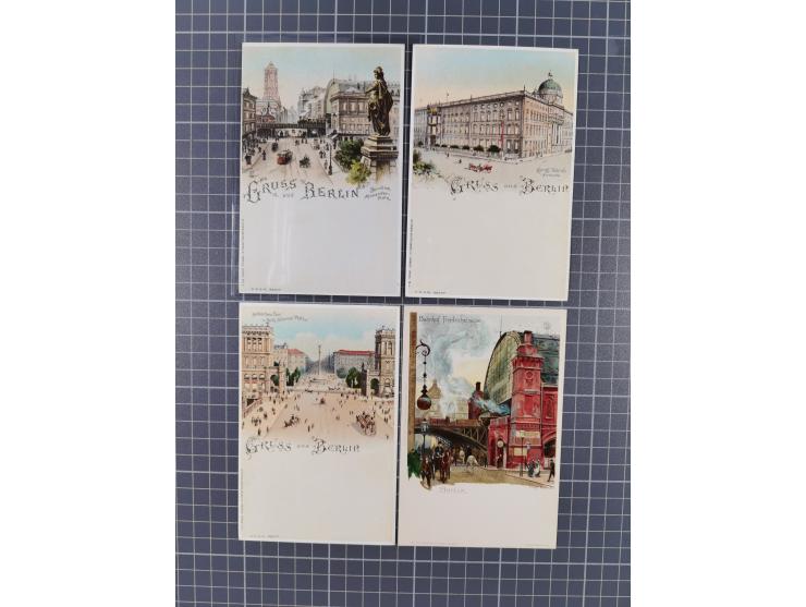 BERLIN, 40 ungebrauchte, taufrische Karten, fast ausnahmslos farbige Lithos um 1900, in dieser Erhaltung selten angeboten