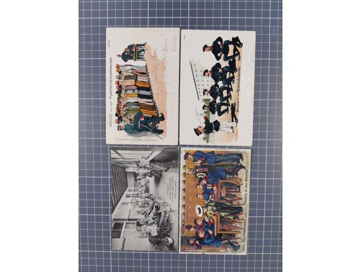 1900/20, 30 Ansichtskarten mit vielen Litho- und Gruss aus.. Karten, dabei Musterung, Garnison und Humor, Bayern, Pleissenbur