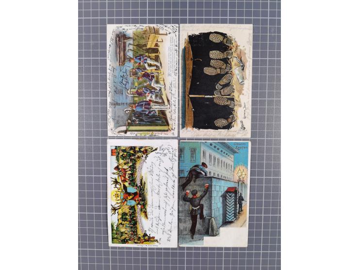 1900/20, 30 Ansichtskarten mit vielen Litho- und Gruss aus.. Karten, dabei Musterung, Garnison und Humor, Bayern, Pleissenbur