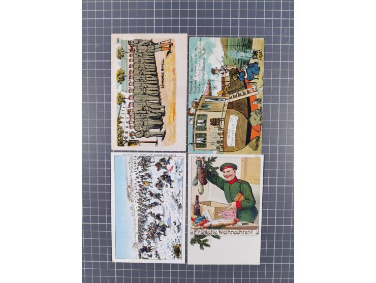 1900/20, 30 Ansichtskarten mit vielen Litho- und Gruss aus.. Karten, dabei Musterung, Garnison und Humor, Bayern, Pleissenbur