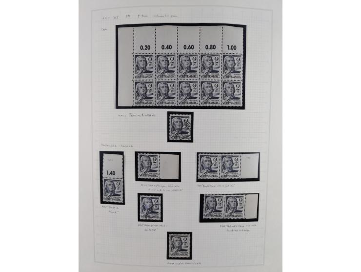 1947/48, postfrische und gestempelte reichhaltige Spezialsammlung der 1. und 2. Freimarken-Ausgabe, dabei ungezähnte Werte, D