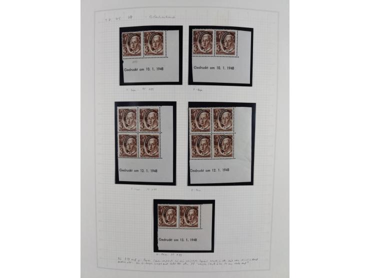 1947/48, postfrische und gestempelte reichhaltige Spezialsammlung der 1. und 2. Freimarken-Ausgabe, dabei ungezähnte Werte, D