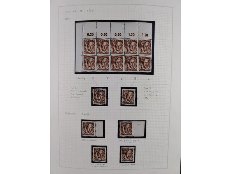 1947/48, postfrische und gestempelte reichhaltige Spezialsammlung der 1. und 2. Freimarken-Ausgabe, dabei ungezähnte Werte, D