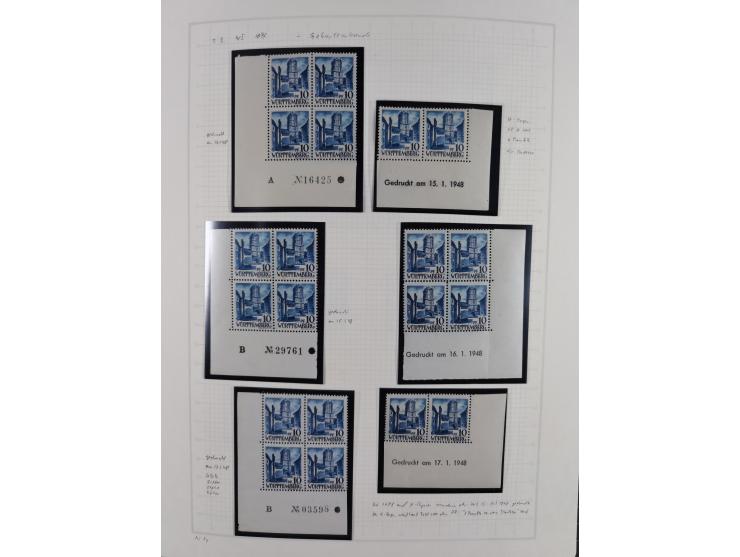1947/48, postfrische und gestempelte reichhaltige Spezialsammlung der 1. und 2. Freimarken-Ausgabe, dabei ungezähnte Werte, D
