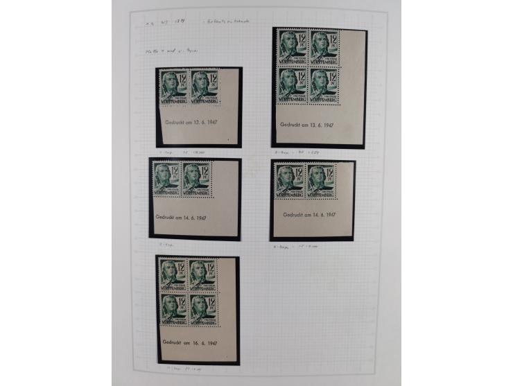 1947/48, postfrische und gestempelte reichhaltige Spezialsammlung der 1. und 2. Freimarken-Ausgabe, dabei ungezähnte Werte, D