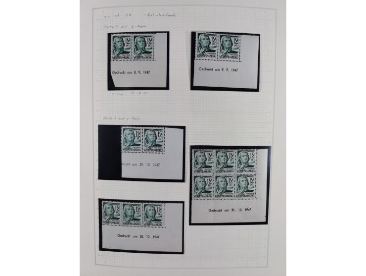 1947/48, postfrische und gestempelte reichhaltige Spezialsammlung der 1. und 2. Freimarken-Ausgabe, dabei ungezähnte Werte, D