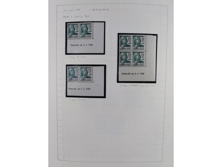1947/48, postfrische und gestempelte reichhaltige Spezialsammlung der 1. und 2. Freimarken-Ausgabe, dabei ungezähnte Werte, D