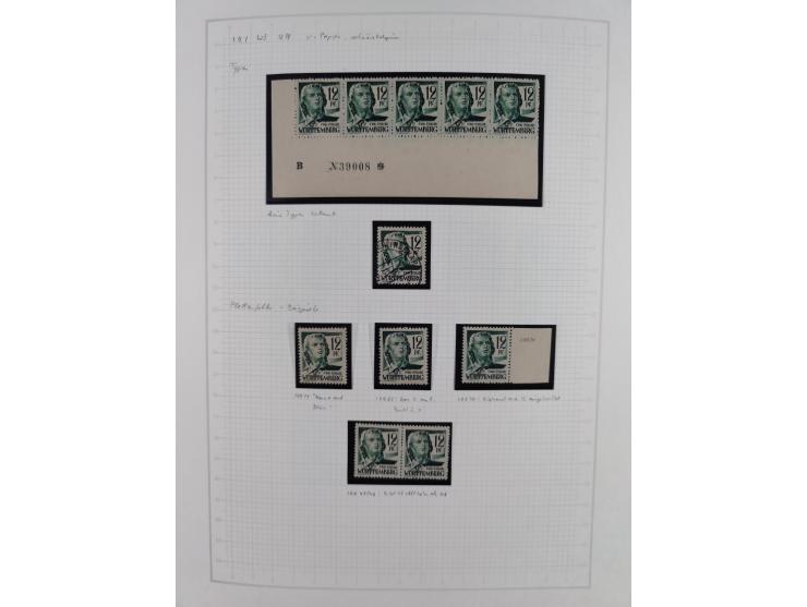 1947/48, postfrische und gestempelte reichhaltige Spezialsammlung der 1. und 2. Freimarken-Ausgabe, dabei ungezähnte Werte, D
