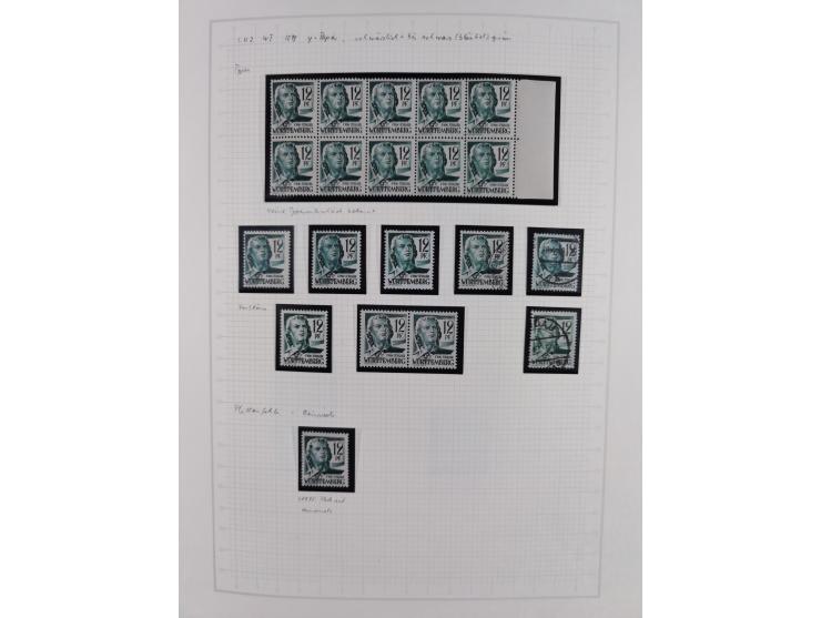 1947/48, postfrische und gestempelte reichhaltige Spezialsammlung der 1. und 2. Freimarken-Ausgabe, dabei ungezähnte Werte, D
