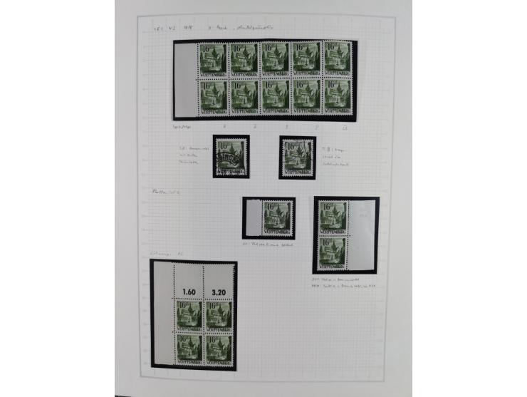 1947/48, postfrische und gestempelte reichhaltige Spezialsammlung der 1. und 2. Freimarken-Ausgabe, dabei ungezähnte Werte, D