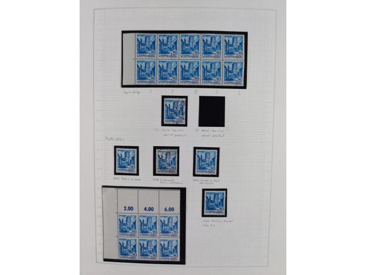 1947/48, postfrische und gestempelte reichhaltige Spezialsammlung der 1. und 2. Freimarken-Ausgabe, dabei ungezähnte Werte, D