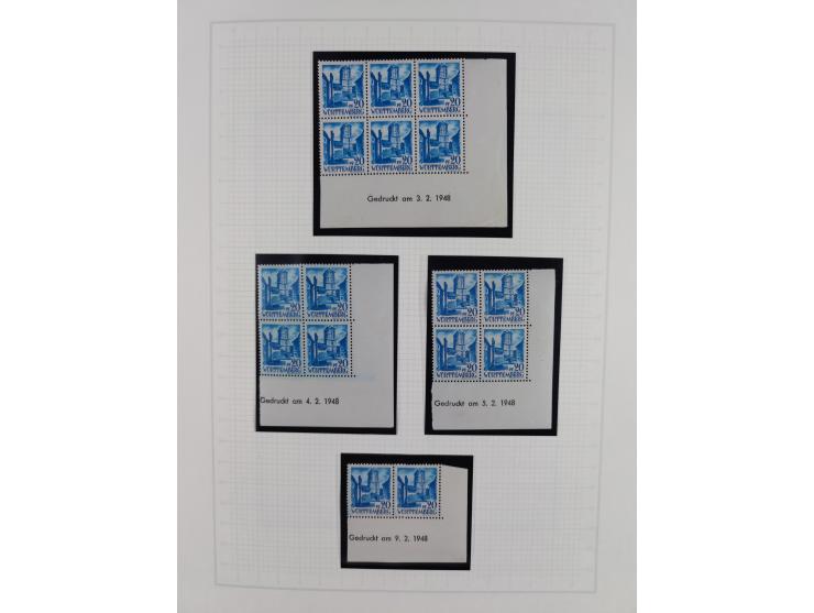 1947/48, postfrische und gestempelte reichhaltige Spezialsammlung der 1. und 2. Freimarken-Ausgabe, dabei ungezähnte Werte, D
