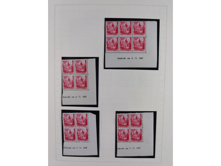 1947/48, postfrische und gestempelte reichhaltige Spezialsammlung der 1. und 2. Freimarken-Ausgabe, dabei ungezähnte Werte, D