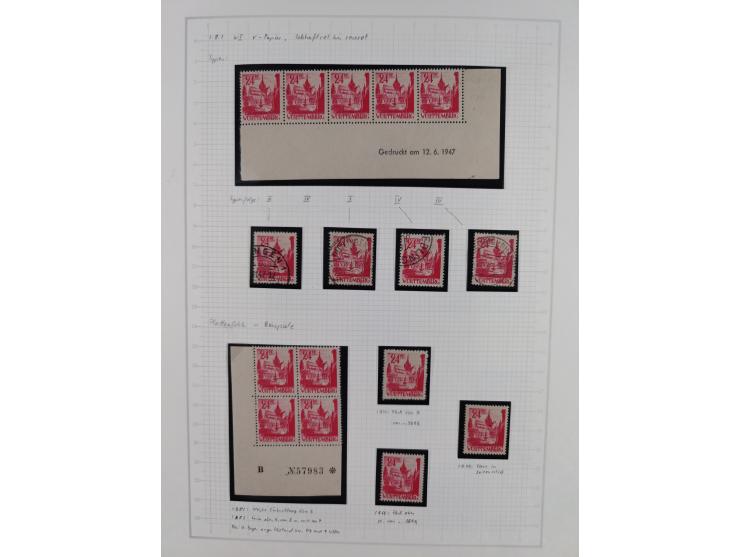 1947/48, postfrische und gestempelte reichhaltige Spezialsammlung der 1. und 2. Freimarken-Ausgabe, dabei ungezähnte Werte, D