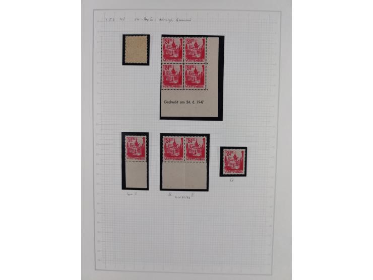 1947/48, postfrische und gestempelte reichhaltige Spezialsammlung der 1. und 2. Freimarken-Ausgabe, dabei ungezähnte Werte, D