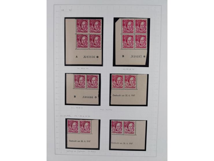 1947/48, postfrische und gestempelte reichhaltige Spezialsammlung der 1. und 2. Freimarken-Ausgabe, dabei ungezähnte Werte, D