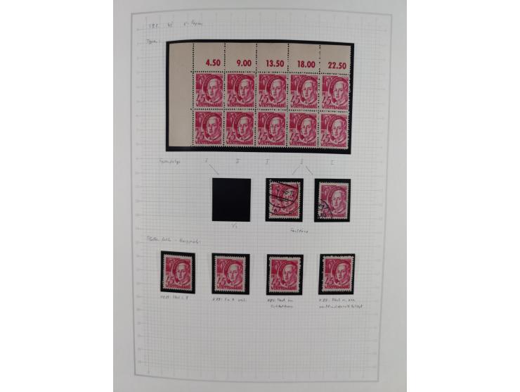 1947/48, postfrische und gestempelte reichhaltige Spezialsammlung der 1. und 2. Freimarken-Ausgabe, dabei ungezähnte Werte, D