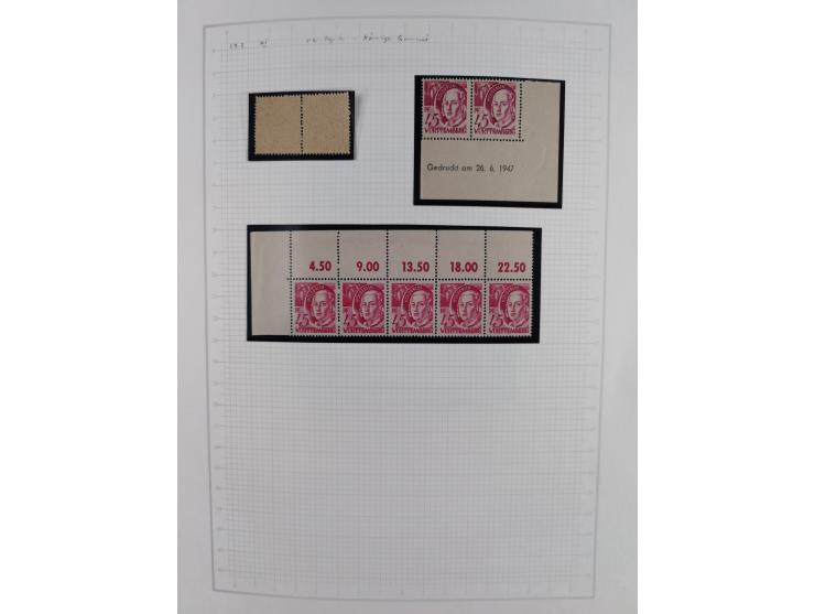 1947/48, postfrische und gestempelte reichhaltige Spezialsammlung der 1. und 2. Freimarken-Ausgabe, dabei ungezähnte Werte, D
