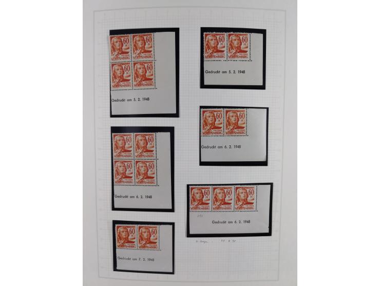 1947/48, postfrische und gestempelte reichhaltige Spezialsammlung der 1. und 2. Freimarken-Ausgabe, dabei ungezähnte Werte, D