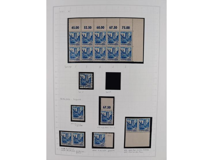 1947/48, postfrische und gestempelte reichhaltige Spezialsammlung der 1. und 2. Freimarken-Ausgabe, dabei ungezähnte Werte, D