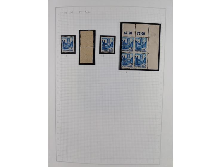 1947/48, postfrische und gestempelte reichhaltige Spezialsammlung der 1. und 2. Freimarken-Ausgabe, dabei ungezähnte Werte, D