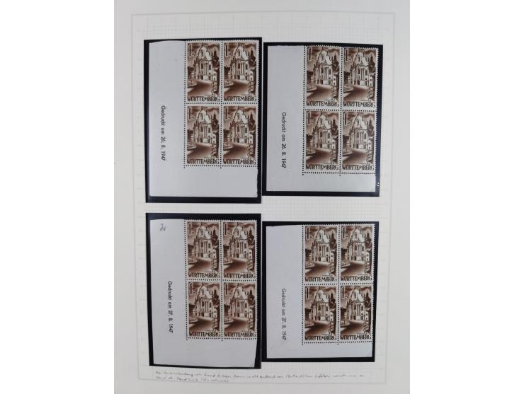 1947/48, postfrische und gestempelte reichhaltige Spezialsammlung der 1. und 2. Freimarken-Ausgabe, dabei ungezähnte Werte, D