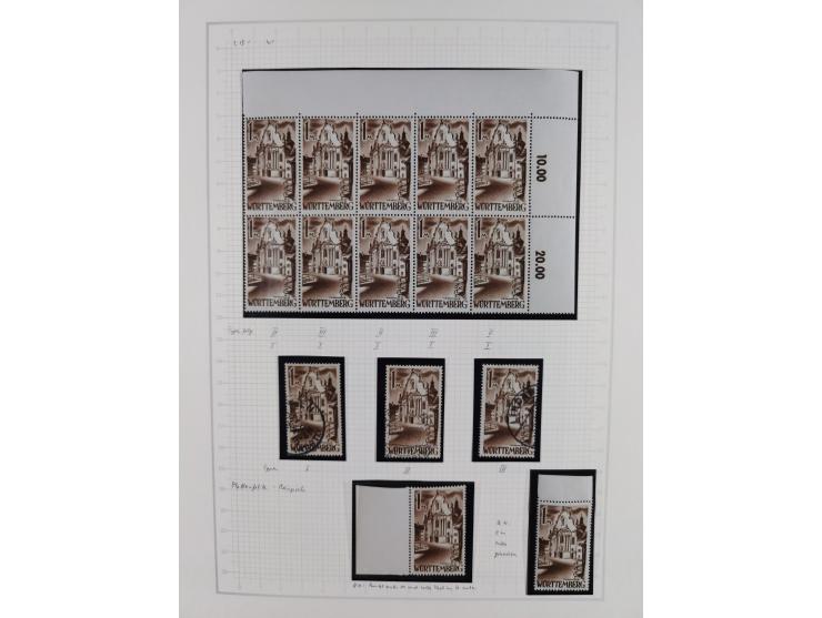 1947/48, postfrische und gestempelte reichhaltige Spezialsammlung der 1. und 2. Freimarken-Ausgabe, dabei ungezähnte Werte, D