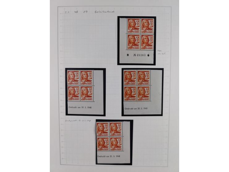 1947/48, postfrische und gestempelte reichhaltige Spezialsammlung der 1. und 2. Freimarken-Ausgabe, dabei ungezähnte Werte, D
