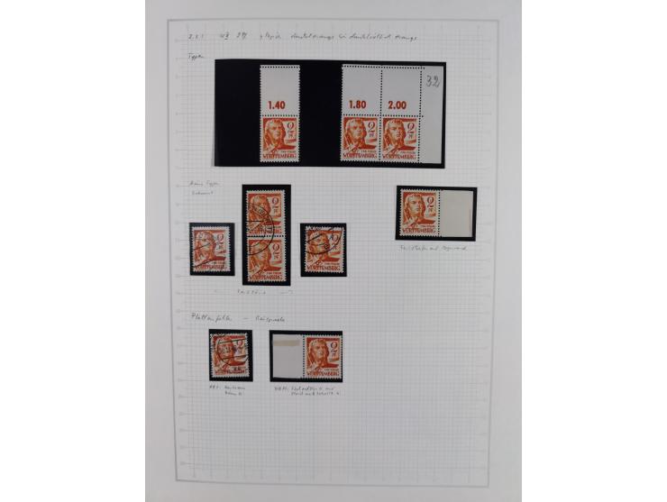 1947/48, postfrische und gestempelte reichhaltige Spezialsammlung der 1. und 2. Freimarken-Ausgabe, dabei ungezähnte Werte, D