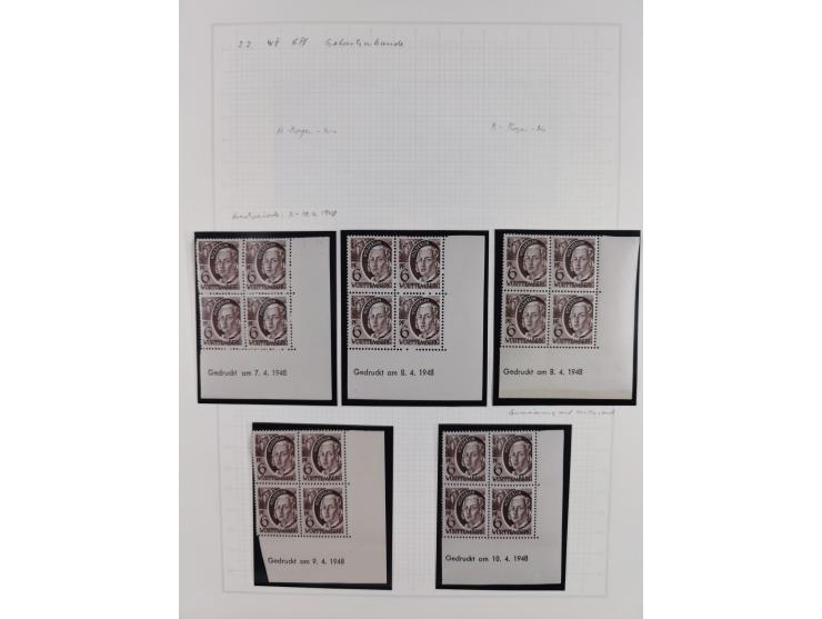 1947/48, postfrische und gestempelte reichhaltige Spezialsammlung der 1. und 2. Freimarken-Ausgabe, dabei ungezähnte Werte, D