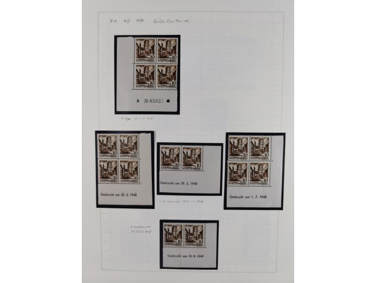 1947/48, postfrische und gestempelte reichhaltige Spezialsammlung der 1. und 2. Freimarken-Ausgabe, dabei ungezähnte Werte, D