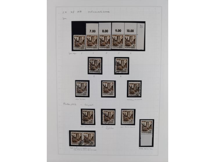 1947/48, postfrische und gestempelte reichhaltige Spezialsammlung der 1. und 2. Freimarken-Ausgabe, dabei ungezähnte Werte, D