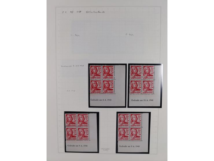 1947/48, postfrische und gestempelte reichhaltige Spezialsammlung der 1. und 2. Freimarken-Ausgabe, dabei ungezähnte Werte, D