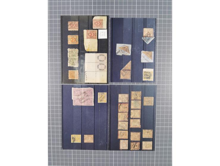 1865-84, Duloz issues mint and used, including 25 pia. 1865, imperf stamps, bisect on piece, local overprints, postage due an