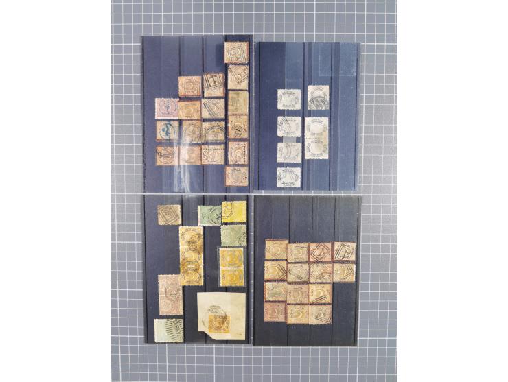 1865-84, Duloz issues mint and used, including 25 pia. 1865, imperf stamps, bisect on piece, local overprints, postage due an