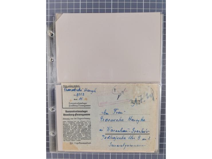 1933/45, 13 KZ-Post-Belege von elf verschiedenen Konzentrationslagern: Auschwitz, Dachau, Ravensbruck, Sachsenhausen, Stuttho