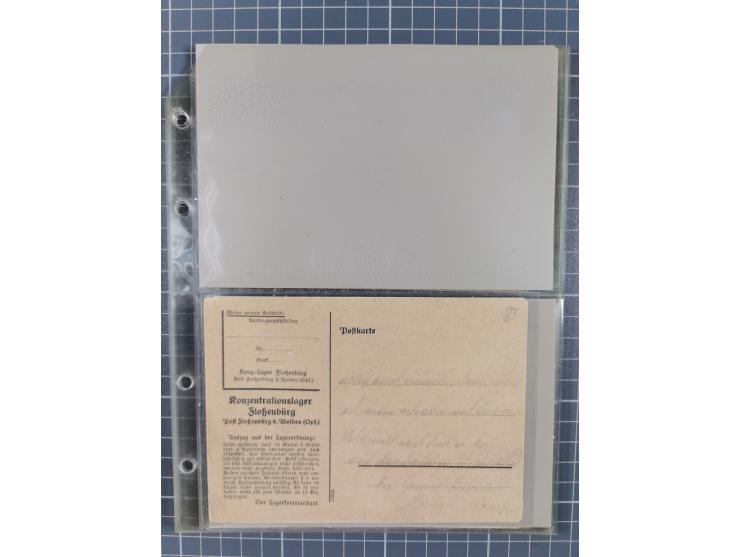 1933/45, 13 KZ-Post-Belege von elf verschiedenen Konzentrationslagern: Auschwitz, Dachau, Ravensbruck, Sachsenhausen, Stuttho