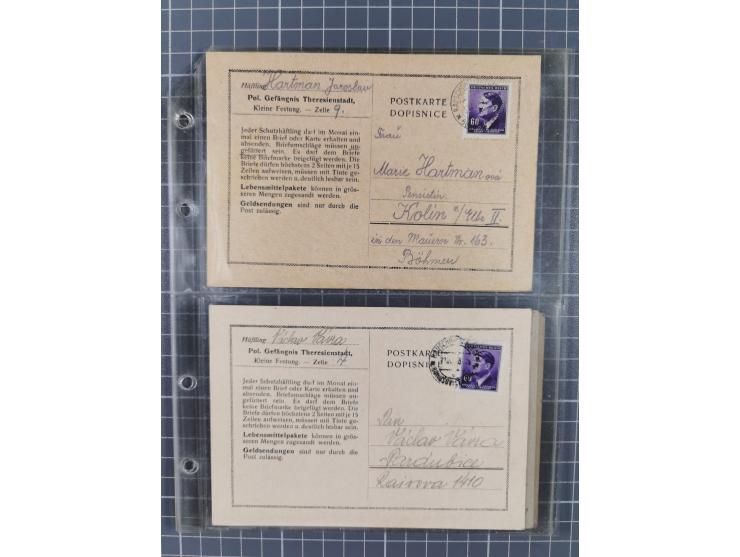 1933/45, 13 KZ-Post-Belege von elf verschiedenen Konzentrationslagern: Auschwitz, Dachau, Ravensbruck, Sachsenhausen, Stuttho