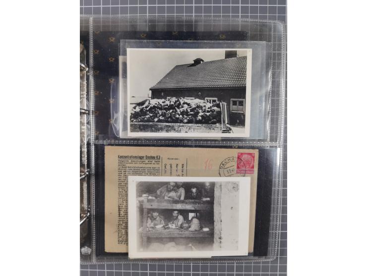 KZ Dachau, Dokumentation von 4 KZ-Briefen, einem Einlieferungsschein über 25 RM an einen Häftling im KZ Dachau, dazu ein größ